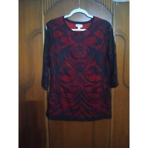 Bisou Bisou Black Lacey With Red Lined Top. Size L B15
